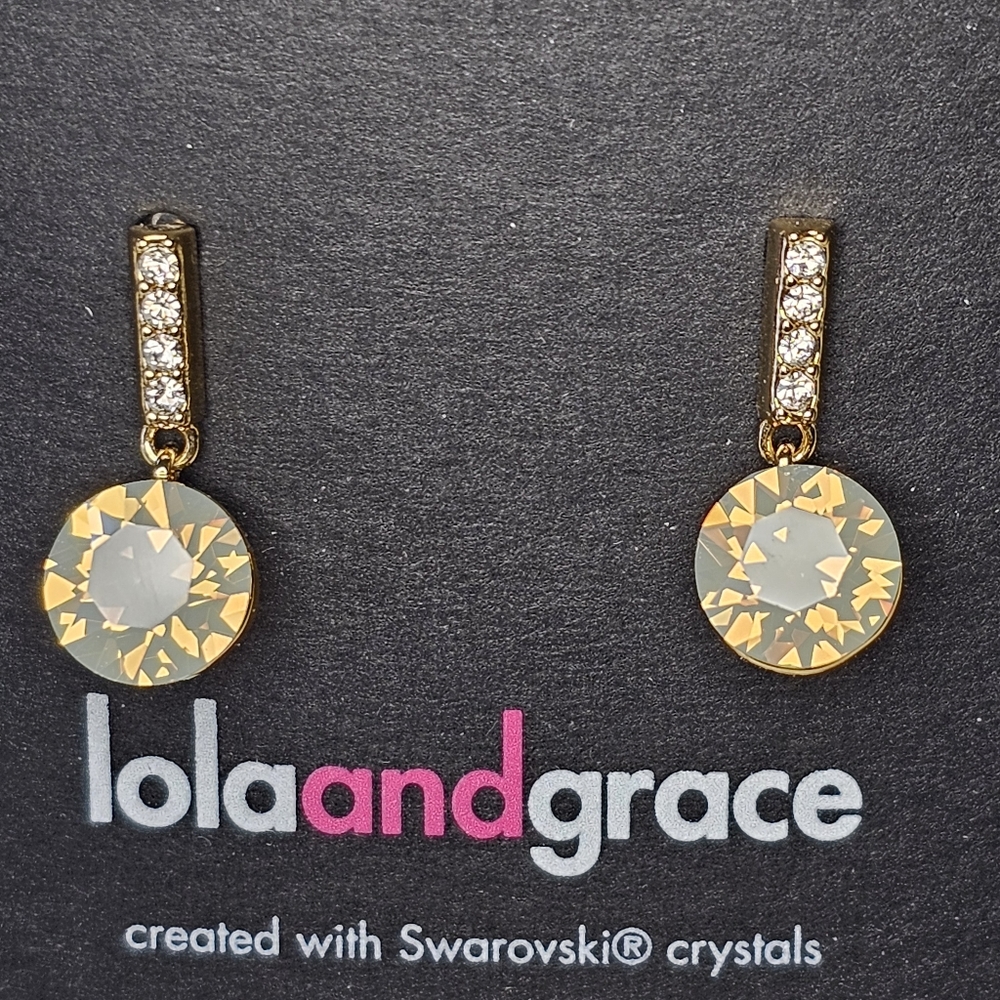 Earrings LOLA & GRACE Swarovski Milky White Gold Dangle Earrings New Bar Villa